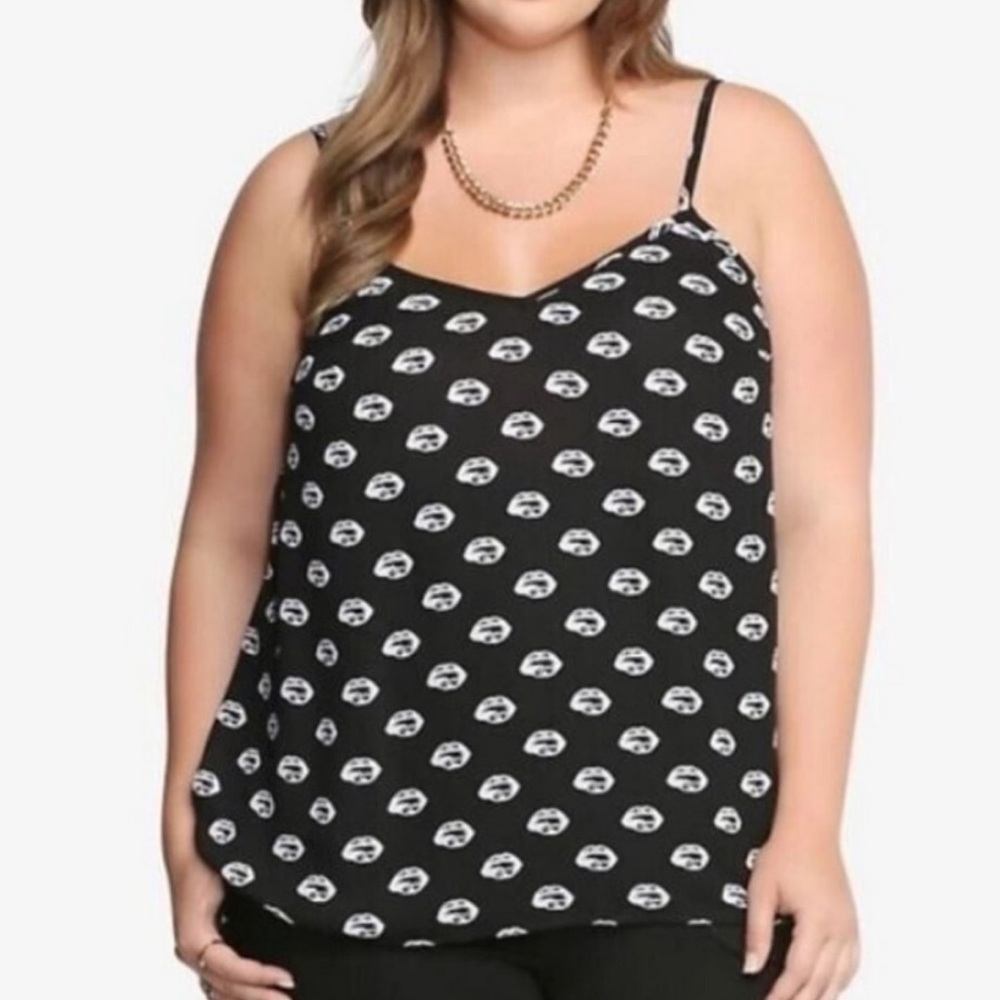 Torrid Lip Print Cami Tank 2X Black White Y2K Grunge Emo Goth Plus